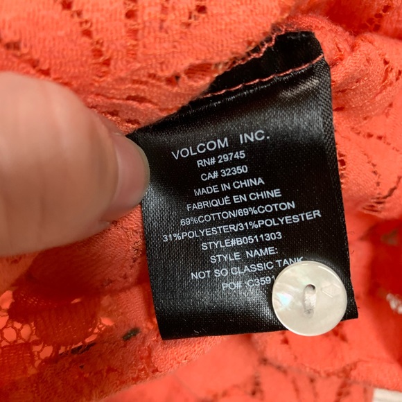 Volcom Orange Salmon Lace Tank Top - Picture 3 of 5
